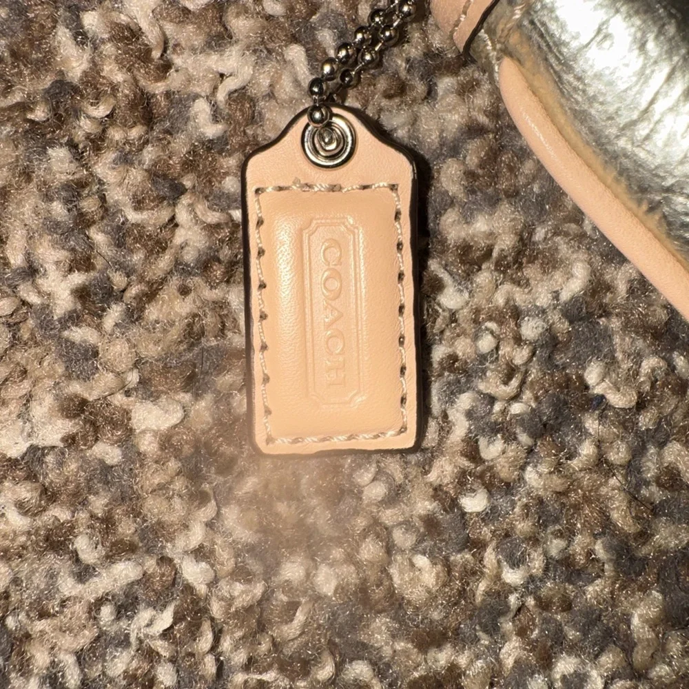 Coach Metallic Silver Wristlet with Nude Trim